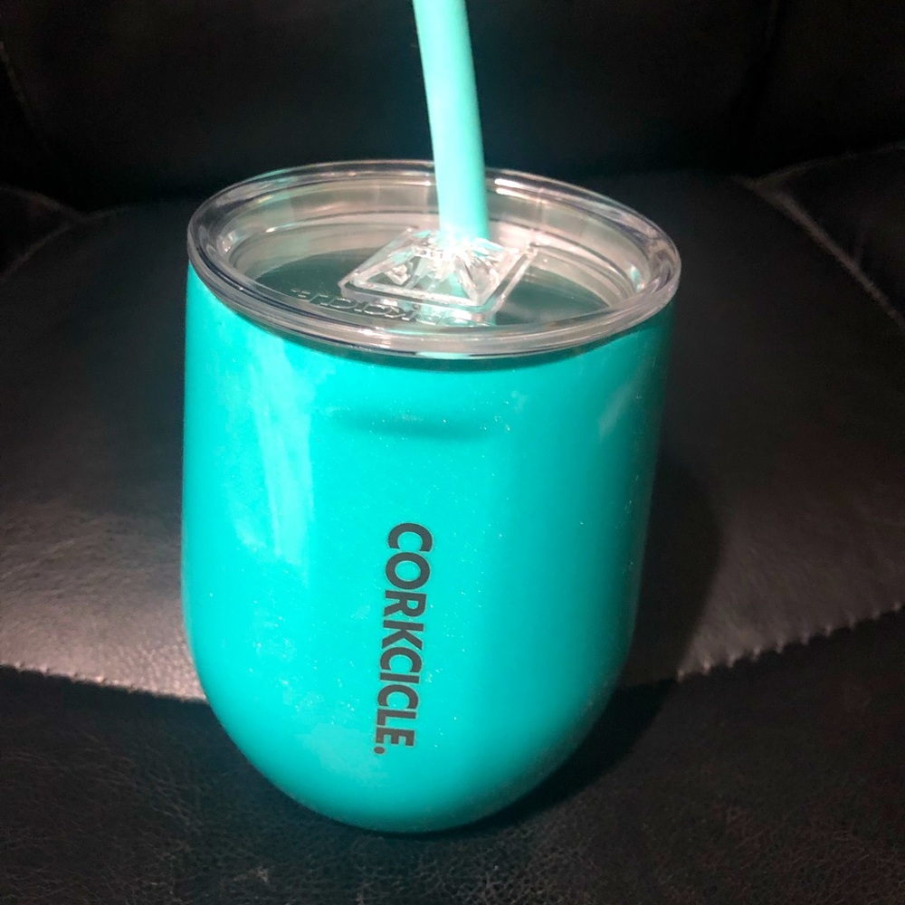 Corkcicle travel wine glass and straw. Brand new.